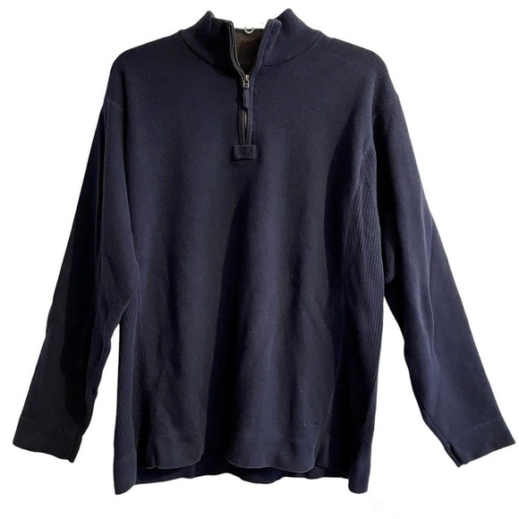Izod Mens Medium 1/4 Zip Pullover Sweater L/S 100% Cotton Blue Classic T… - Picture 1 of 9